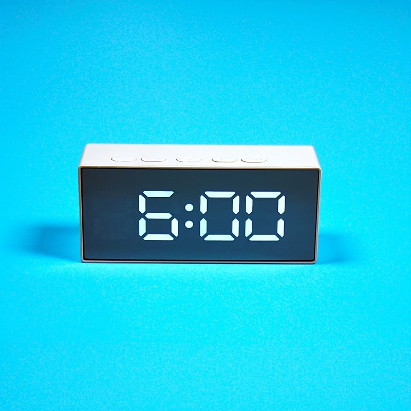 1 Pieza, Reloj Despertador Electrónico Con Espejo Led Digital De