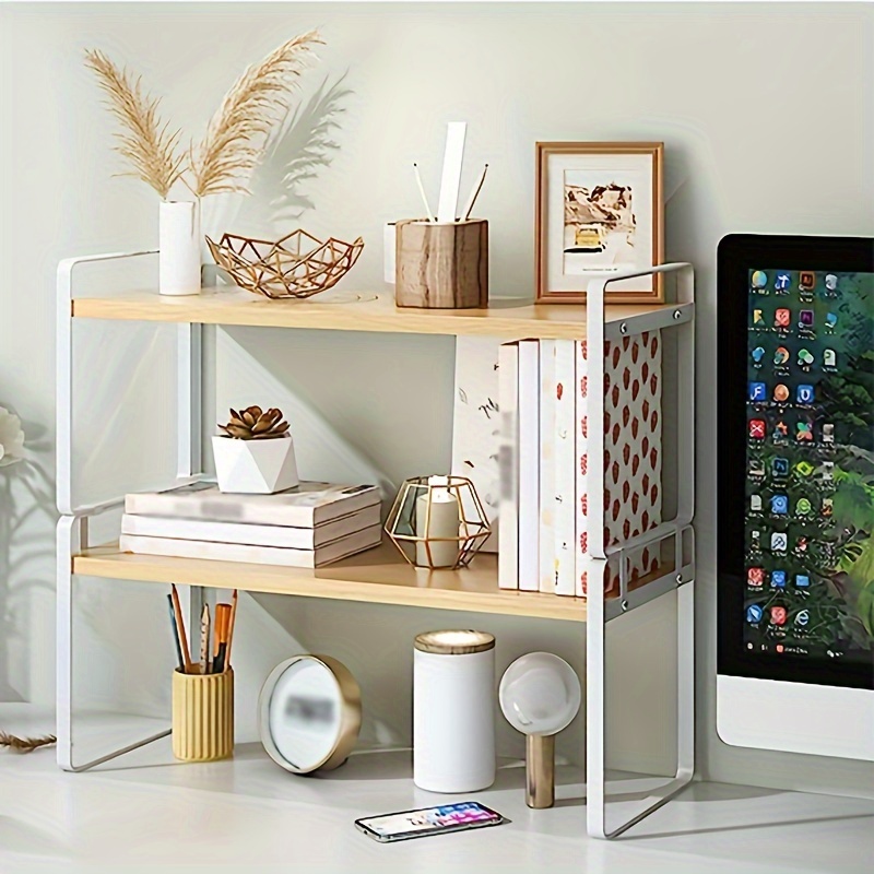 Wood Home Office Supplies Desk Organiser Desktop Shelf Storage