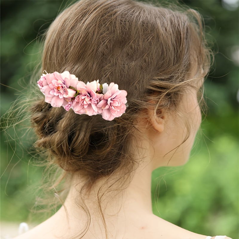 Simulation Fabric Flower Hair Comb Elegant Bridal Bridesmaid