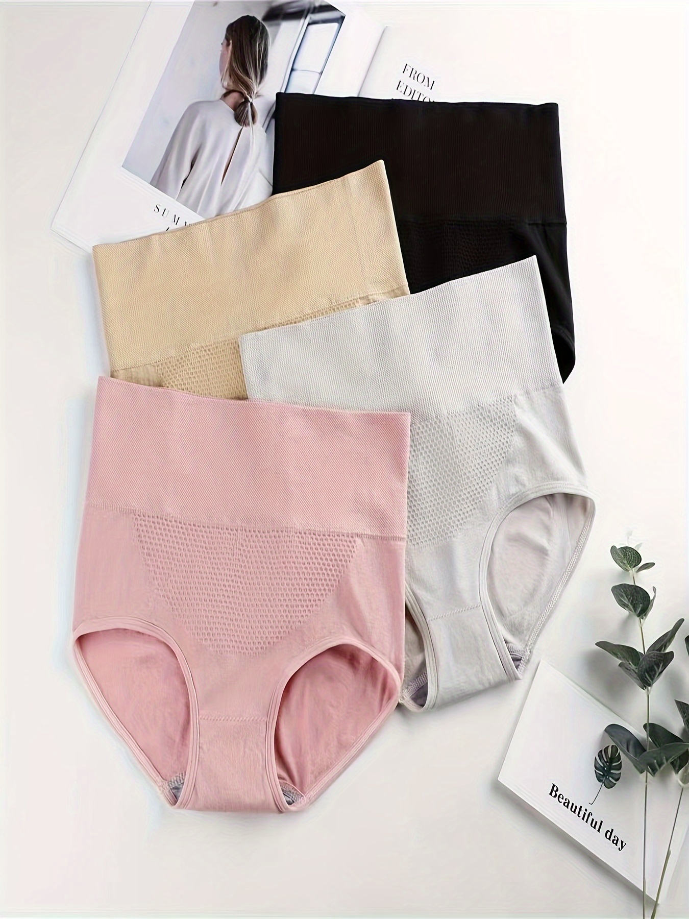 Women's Thin Breathable High Waist Panties Solid Tummy - Temu