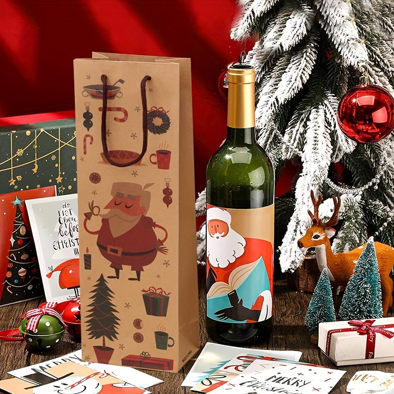 1pc Christmas Cartoon Wine Glass Decoration, Cute Santa Claus & Reindeer  Suitable For Festival Party Decoration For Wine Glass & Bottle