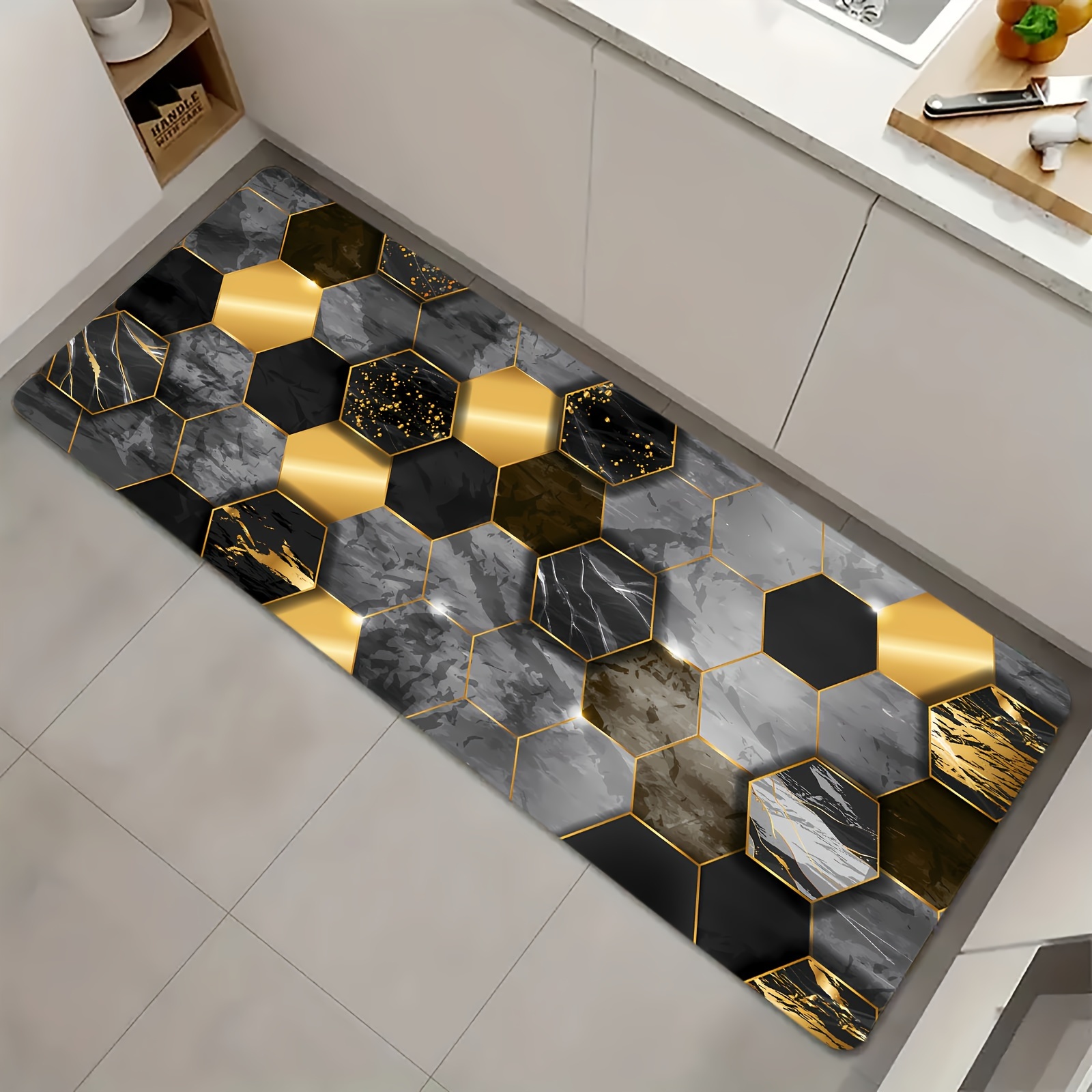 Non slip Marble Printed Floor Mat For Kitchen And - Temu