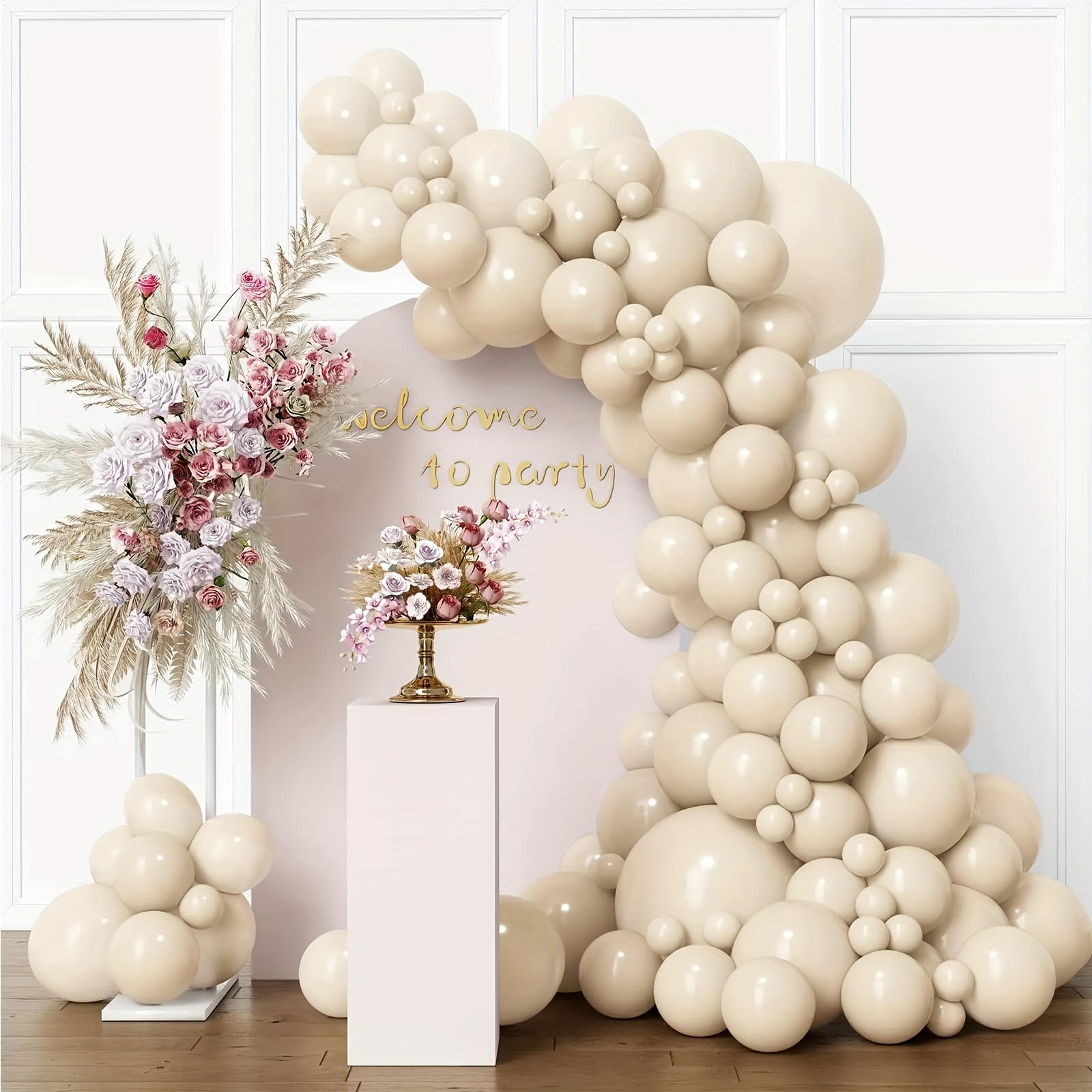 Globos de color blanco arena de 18 pulgadas, 10 globos de fiesta de baby  shower, decoración de feliz cumpleaños, globos de boda para revelación de