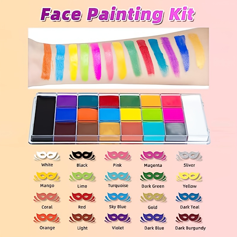 Face Painting Kit - 20 Colors Face Paint Kit With Stencils