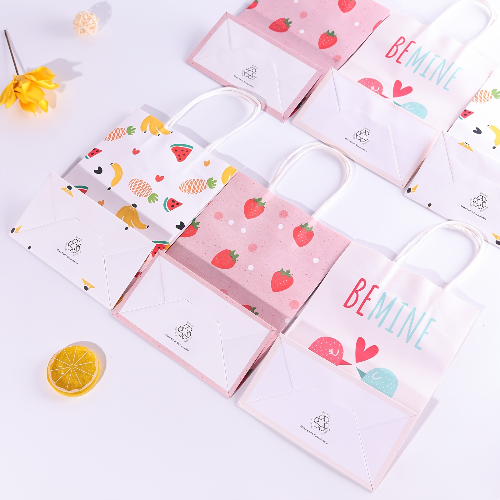 Spot Fruit Cartoon Kraft Paper Handbag Clothing Candy Gift - Temu