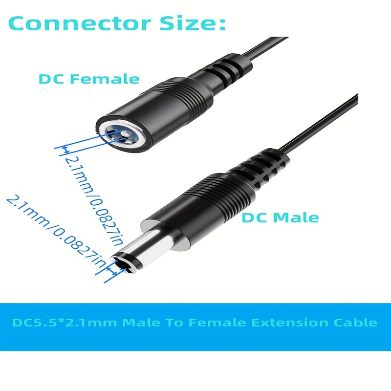 12V DC Power Extension Cord - 2.1mm Connector