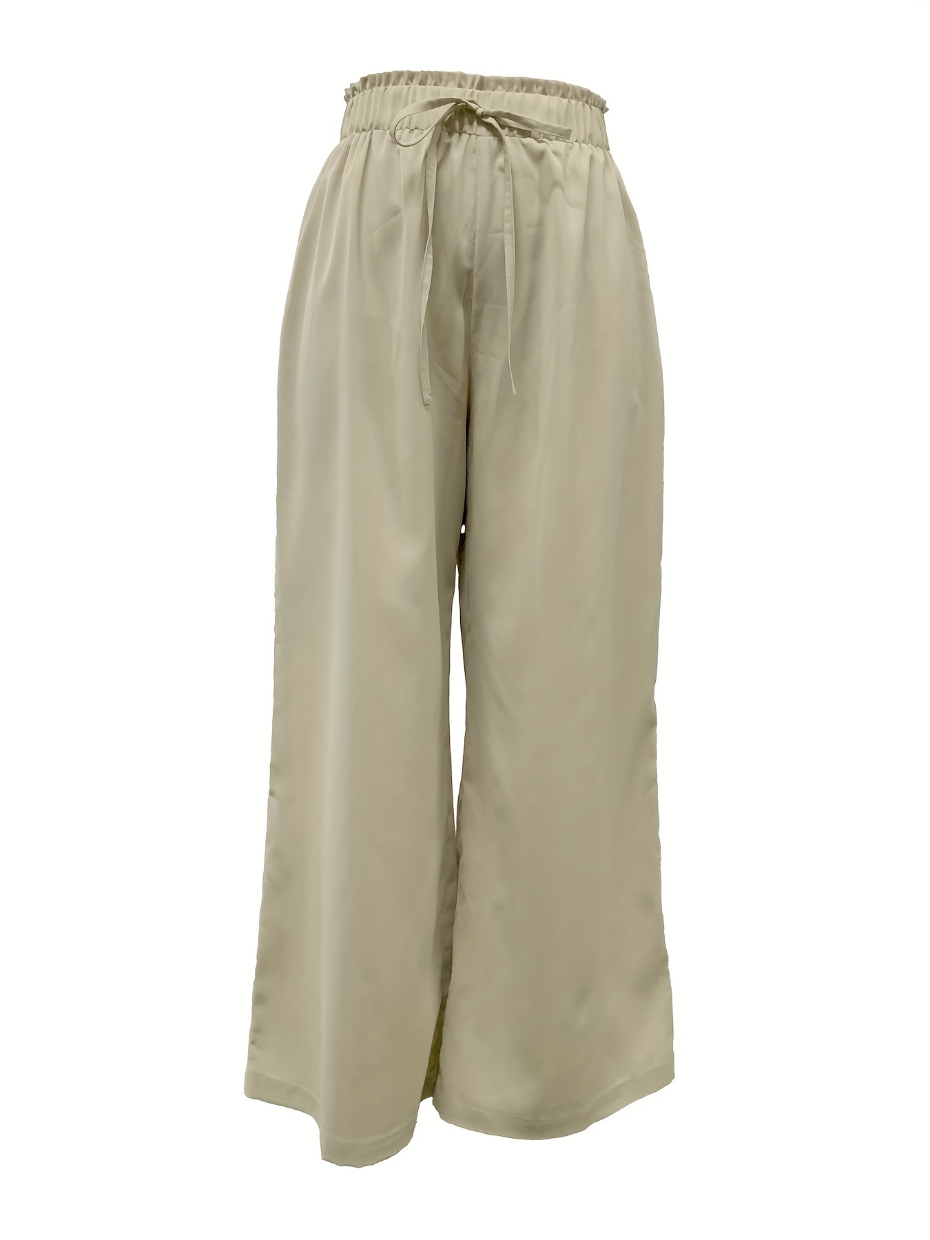 Pantalones Anchos Con Cordón Sólido, Pantalones Sueltos Casuales Para  Primavera Y Otoño, Ropa De Mujer