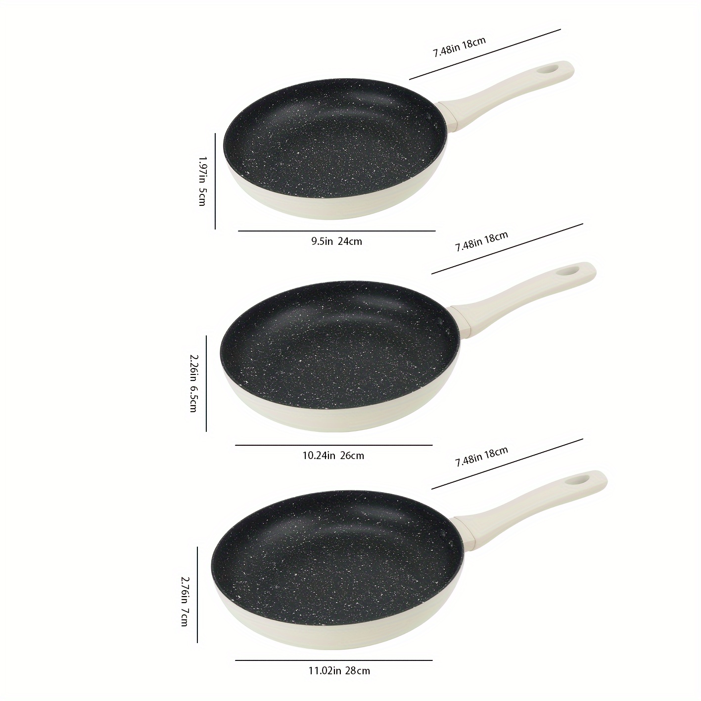 Nonstick Frying Pan Set - Granite Induction Pans for Cooking Omelette  Non-Stick Cookware Set, Healthy Kitchen Skillet Non Sticking Stone Pot and  Pan
