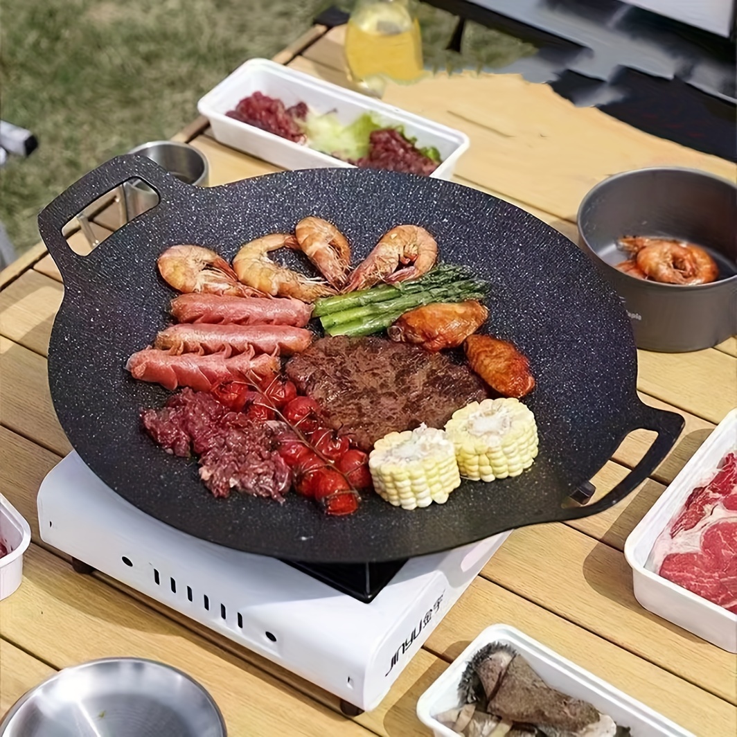 Bbq Grill Pan, Stovetop Bbq Non-stick Round Barbecue Grill Pan, Smokeless  Barbecue Plate For Indoor Outdoor Grilling, Stove Top Grill Pan, Stovetop  Indoor Bbq Pan - Temu Bahrain