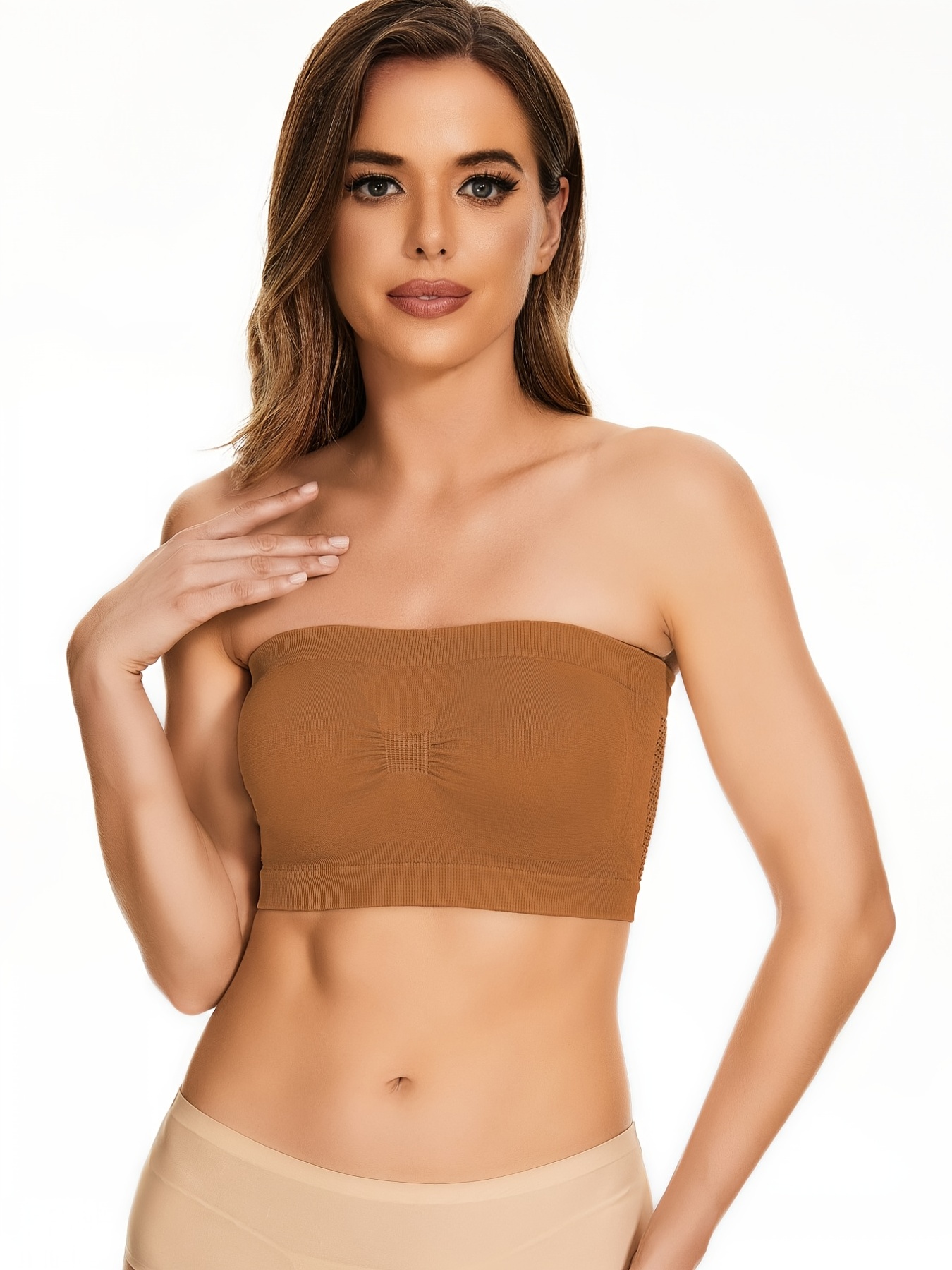 Seamless Bandeau Bra Top Strapless Non Padded Nylon Stretch - Temu Canada