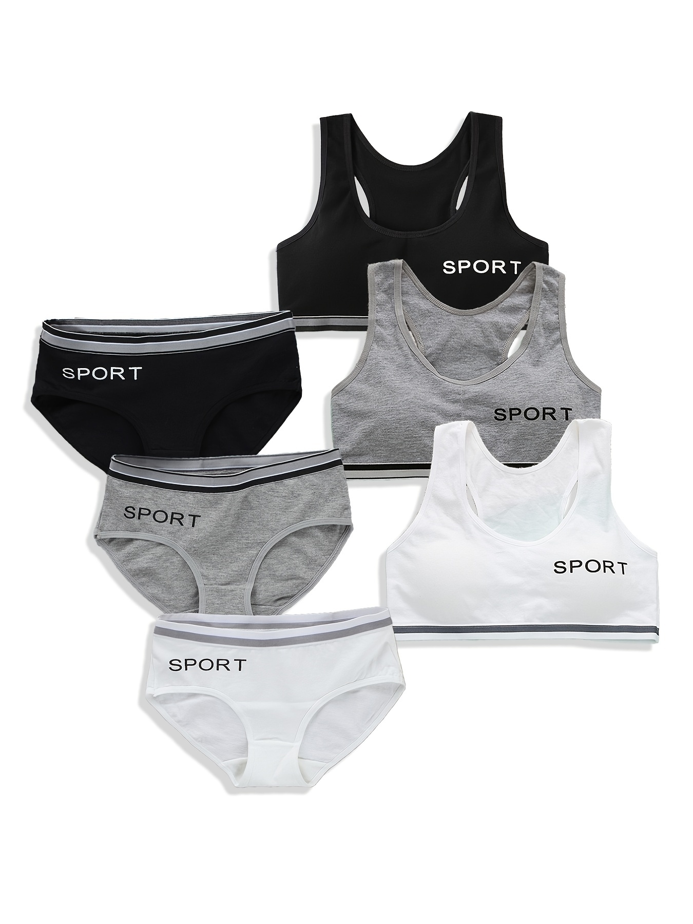 Fashion Simple Women's Underwear Set Sports Breathable Panties Bra Set  Comfort Wire Free Bralette