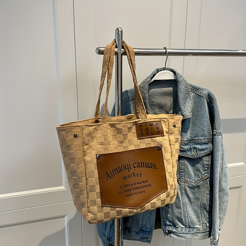 Letter Patch Decor Tote Bag, Vintage Chain Shoulder Bag, Women's Work &  School Handbag - Temu