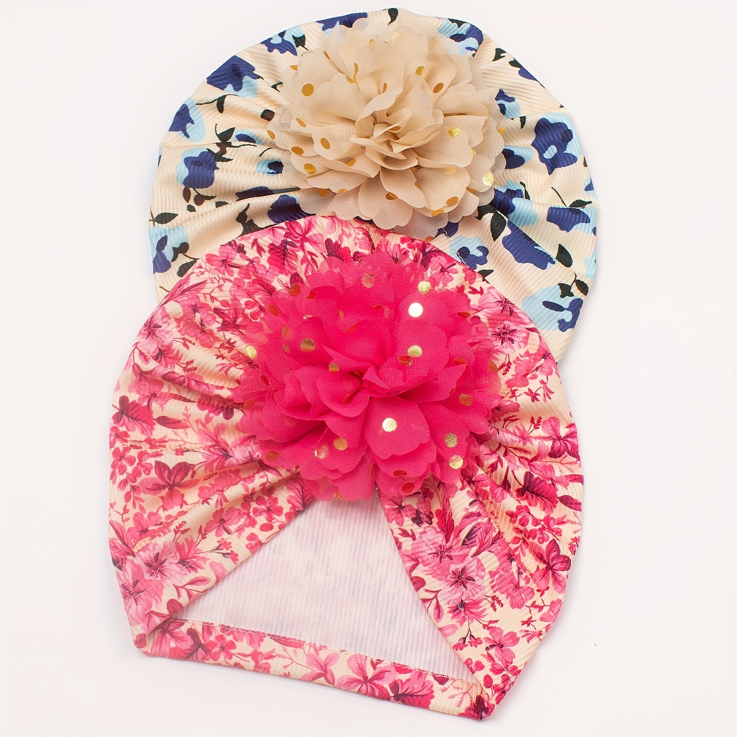 Floral Chiffon Flower Baby Hat Beanie Knotted Turban Hat