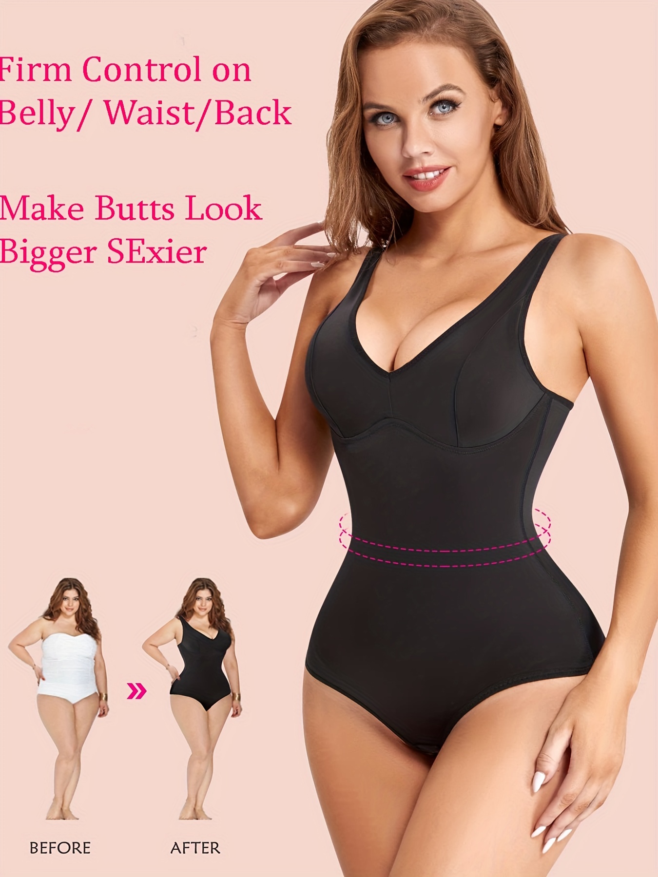 Shapewear Bodysuit Thong for Women Thong Body Shaper Slimming Bodysuit with  Built in Bra Deep V at  Women's Clothing store