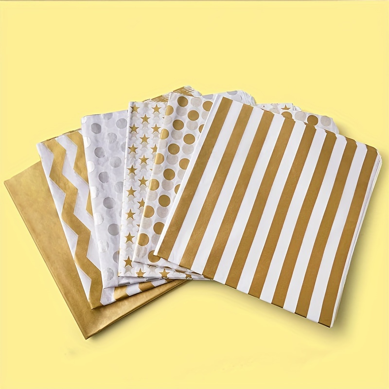 Gift Wrapping Tissue Paper Metallic Golden Print Tissue - Temu