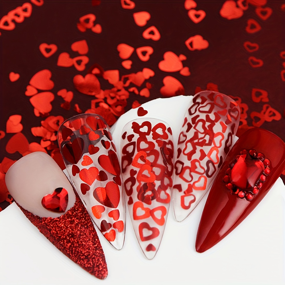 Haft colors heart flatback cabochon Valentine 3D nail charms / Heart  Valentine nail charms/Kawaii heart nail charms/ Nail Art Decoration