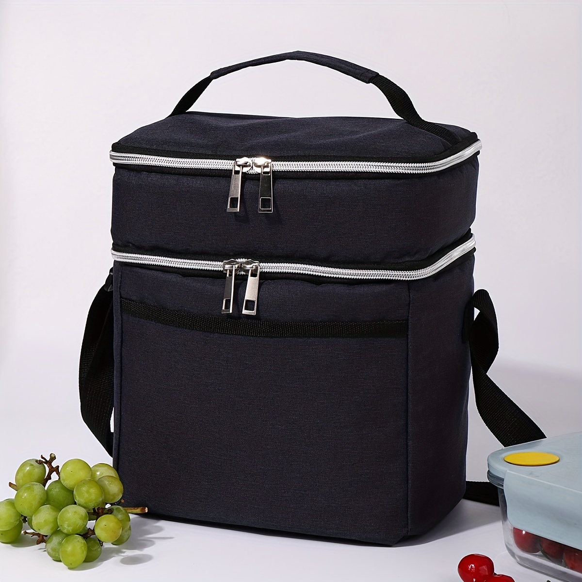 1pc Portable Large Capacity Insulated Lunch Bag For Travel