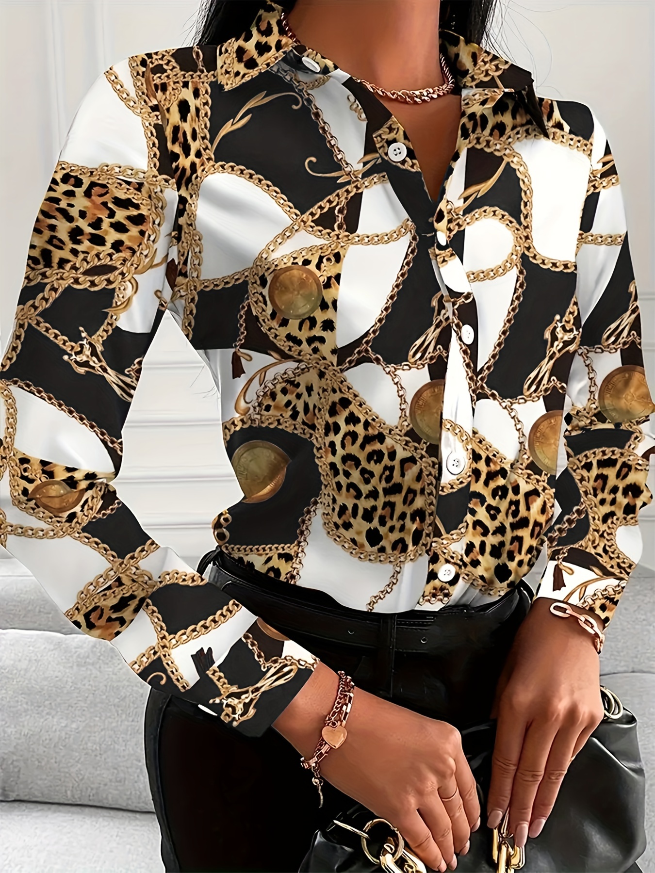 women's geometric print shirt