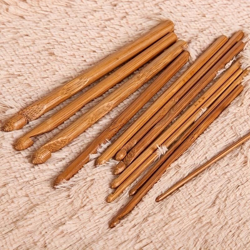 12pcs Bamboo Needles Crochet Hook Set 12 Sizes 3mm 10mm Knitting