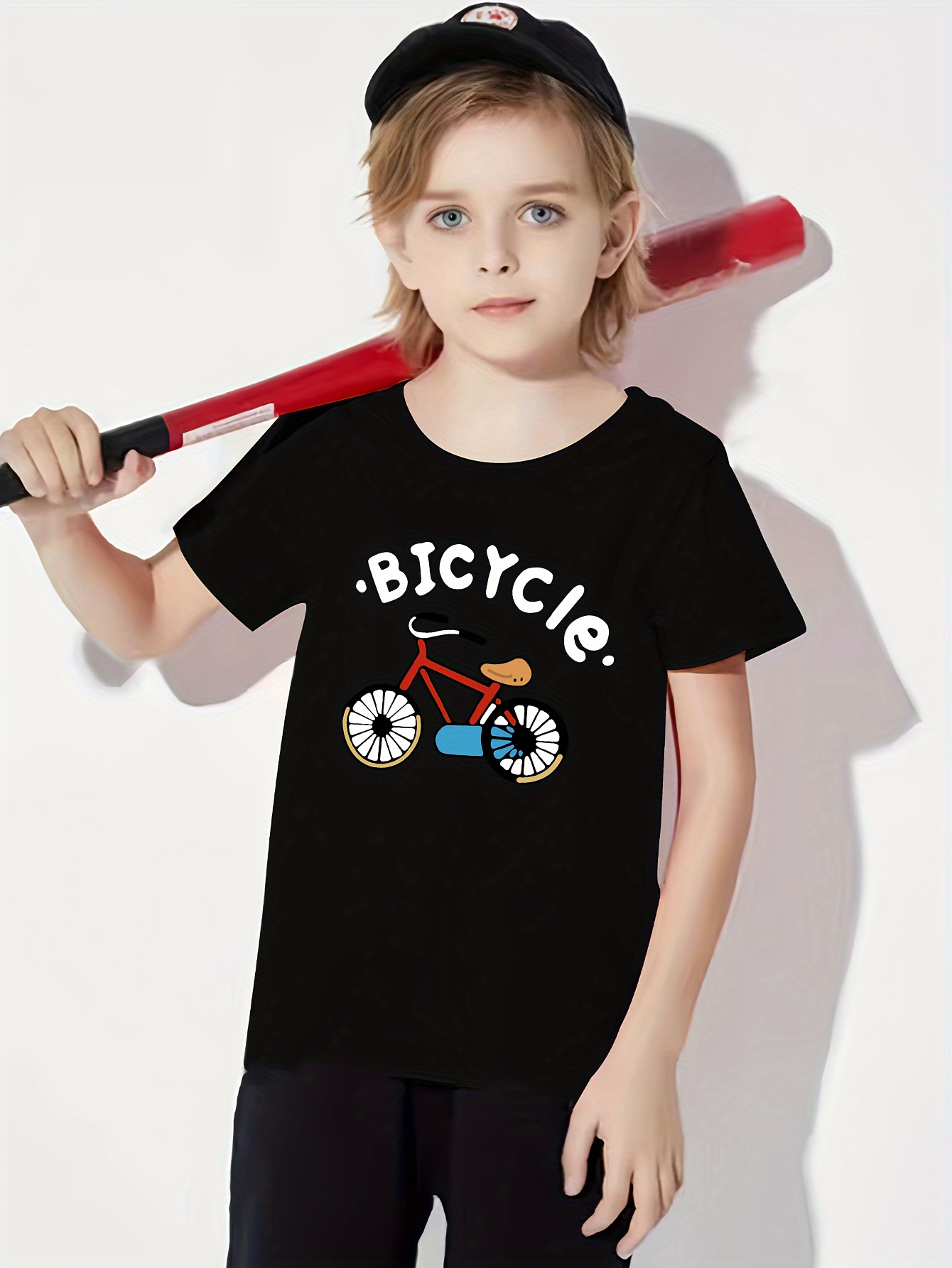 Camiseta infantil de desenho animado para bicicleta e moto