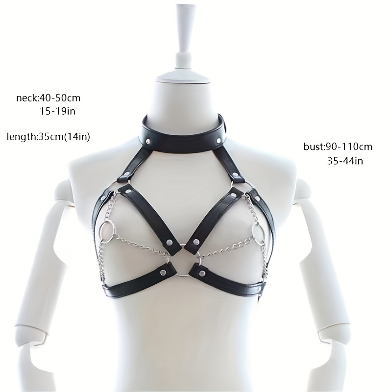 Punk Bra Harness Belt Hollow Chest Harness Corset PU Leather Waistband  Gothic Lingerie Punk * Wear Festival Rave Outfit For Women