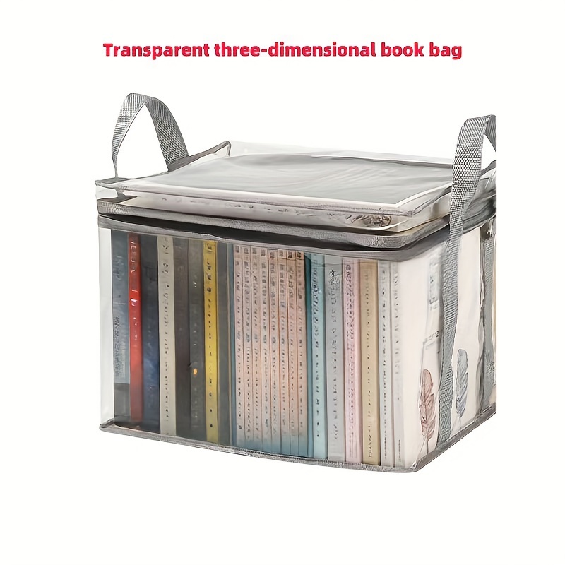 Transparent Zipper Storage Bag Foldable Book Storage Bag - Temu