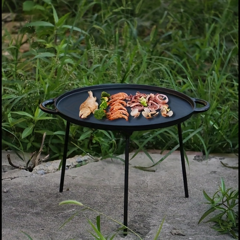 Round Cast Iron Grill Pan For Outdoor Camping And Bbq - High Thermal  Conductivity And Smooth Surface For Gas, Electric, Induction, Ceramic,  Halogen, And Campfire Cooking - Temu