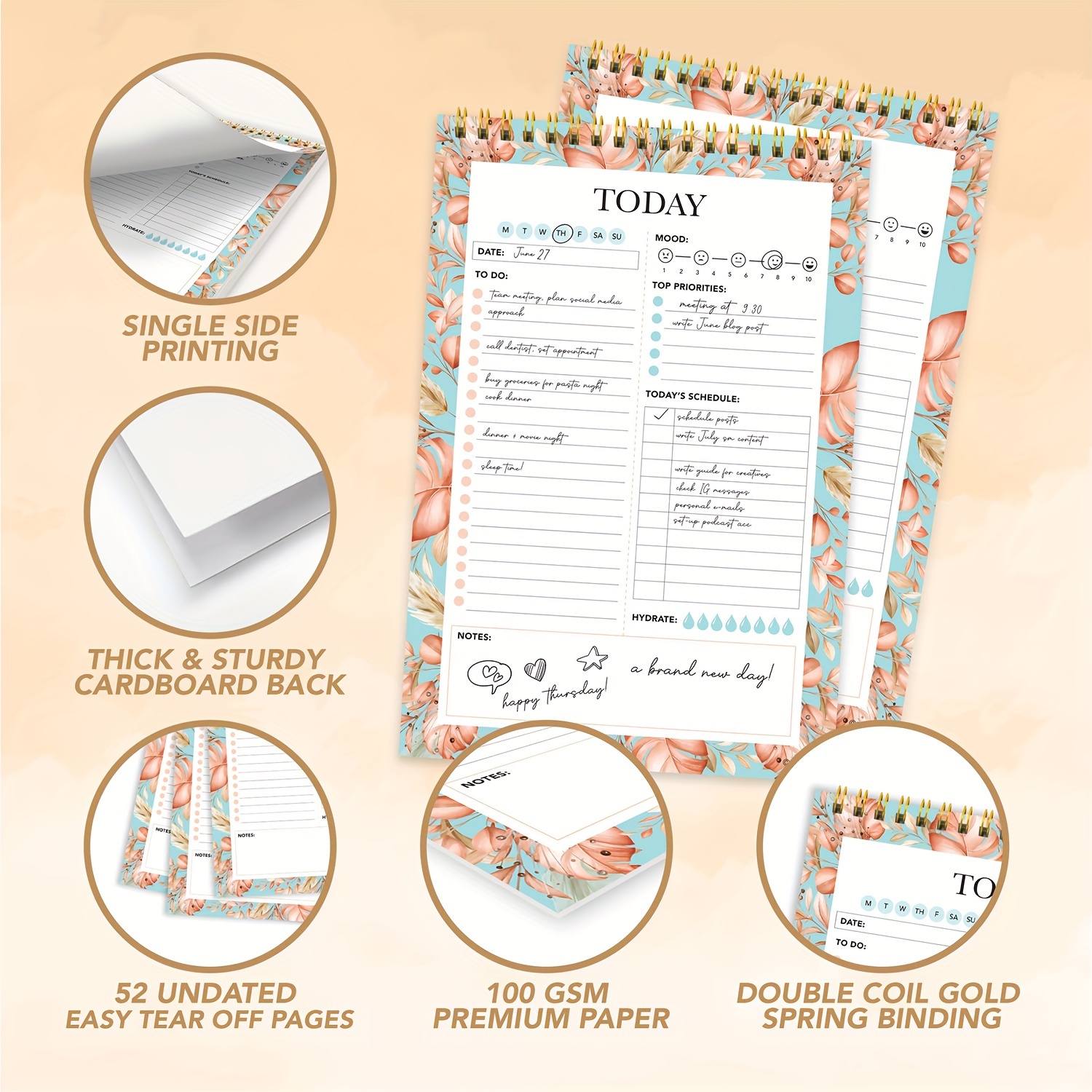 Weekly Planner Notepad - Tear Off Planning Pad with Daily Schedule