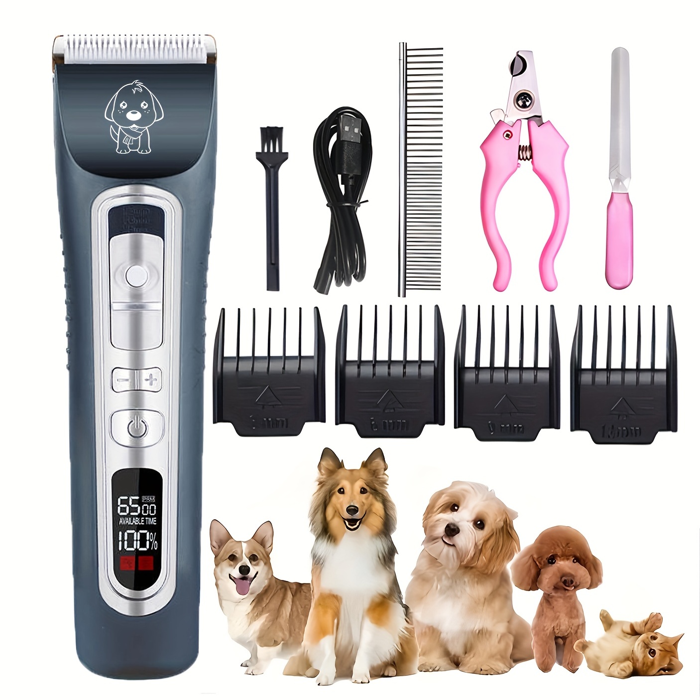Aspiradora para perros para aseo de pelo, kit de aseo de mascotas de 3  litros con 5 herramientas profesionales, bajo ruido, cortadora de pelo de  perro