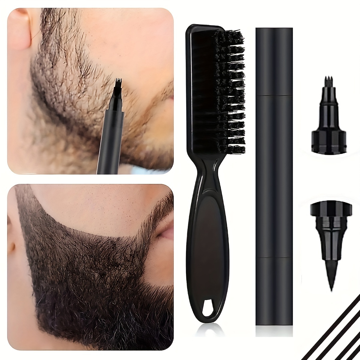 Peigne À Barbe Noir Pour Homme Moustache Brosse À Cheveux Faciale