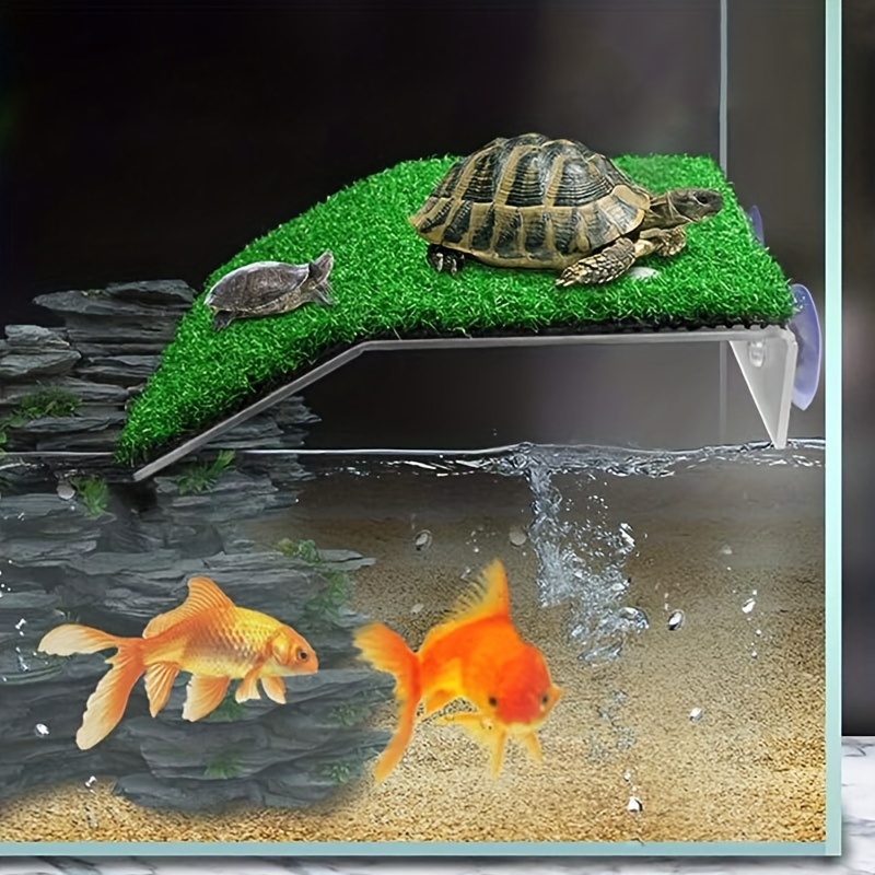 Small Turtle Platform Simulation Grass Turtle Ramp Fish Tank - Temu Canada