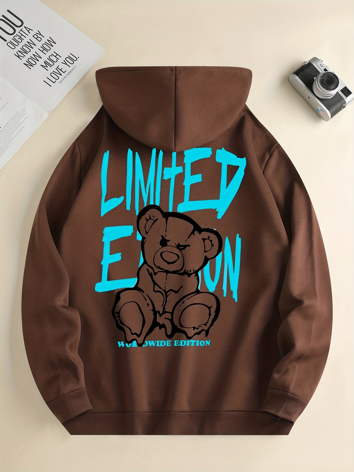 bear-print hoodie