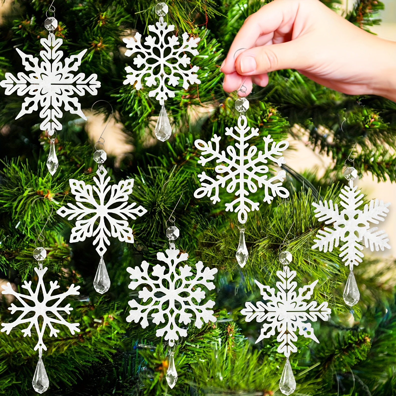 1 Pack White Plastic Snowflakes Multi Sizes Snowflakes For Christmas Tree  Hanging Pendants Xmas Home Party Window Decorations - Artificial Snow &  Snowflakes - AliExpress
