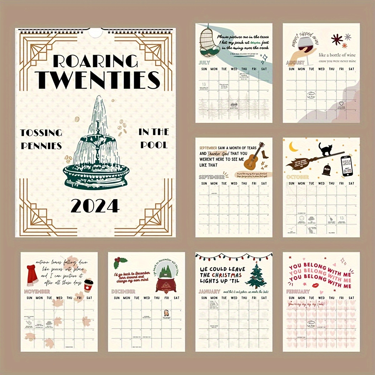 2024 Roaring Twenties Calendar Wall Calendar Jan 2024 Dec - Temu