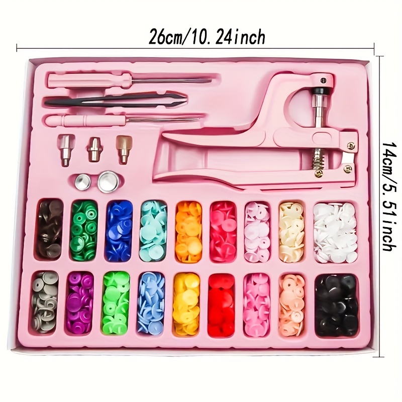 480 Sets Plastic Snaps and Snap Pliers Set, BetterJonny T3 T5 Multi-Size  Plastic Snaps Starter Fasteners Kit No-Sew Buttons for Crafts Doll Clothing