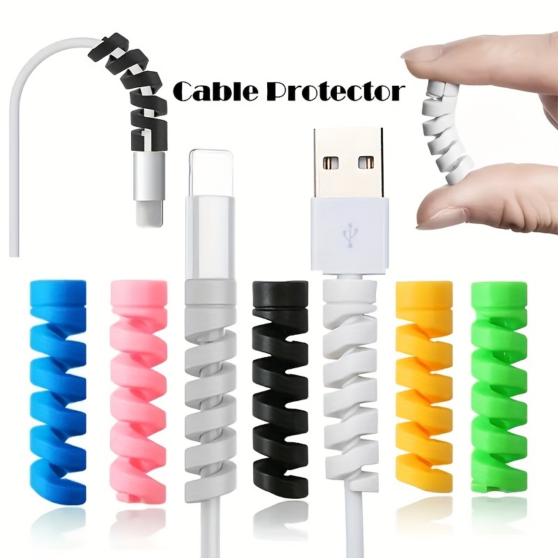 Lindo protector de cable para cargador de iPhone, cable USB Android, 2  piezas de diseño de corbatines 2 en 1, protector de cable de datos de  silicona