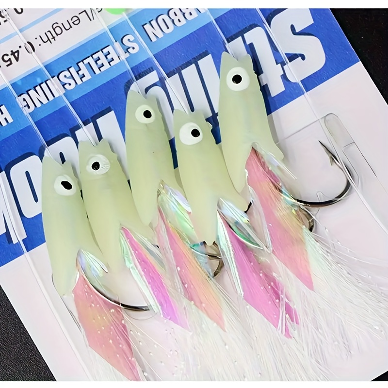 Luminous String Hook With 5 Chatterbait Hook Fishing Rigs - Temu