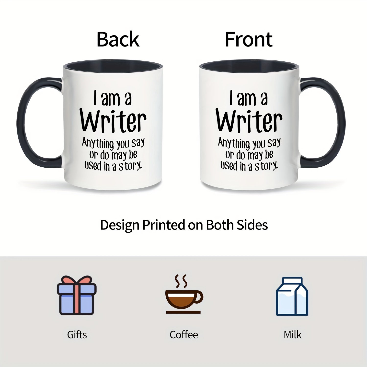 Funny Writer Gifts for Writer Author - Christmas Birthday - I Make Stuff Up Typewriter 11oz White Ceramic Coffee Tea Mug for Men Women Journalist