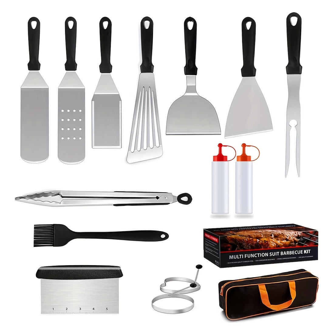Barbecue Tool Sets With Durable Spatula Fork Tongs Basting - Temu