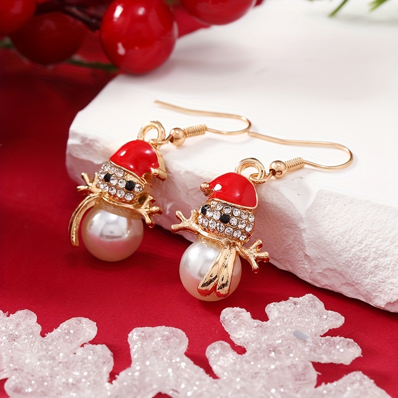 Pearl hot sale snowman earrings