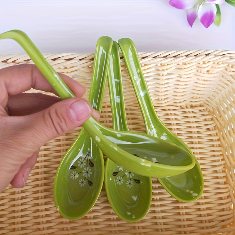 Cucharas de ramen de melamina cucharada de sopa: juego de 4 cucharas de  sopa, cucharas de arroz coreanas japonesas, cuchara de plástico para