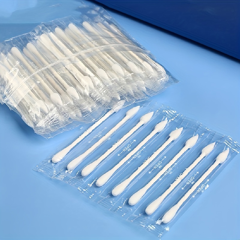 

50/100pcs, Double-headed Cotton Swabs, Individually Wrapped, Paper Shaft, Makeup & Cleansing Cotton Buds, Portable For Travel & Makeup Removal