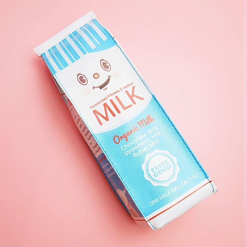 Funny Live Cute Milk Shape Pencil Case Large Capacity Milk Carton Pencil  Cases Cosmetic Bag Waterproof Pu Pencil Holder Pen Pouch Stationery  Organizer | High-quality & Affordable | Temu