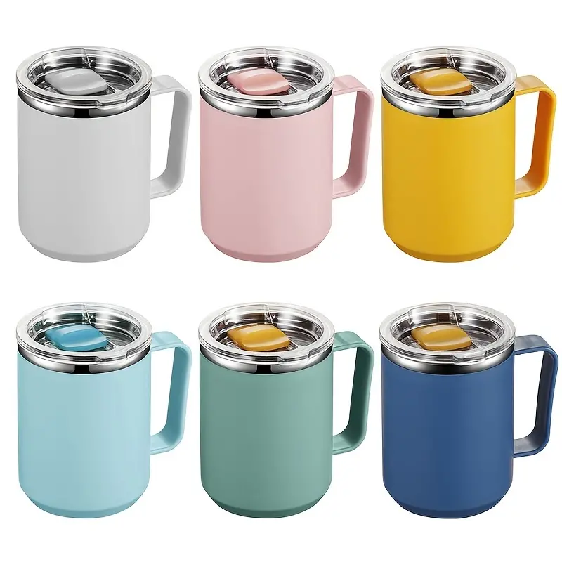 double wall vacuum-1pc insulated coffee mug with handle and lid stainless steel coffee travel mug double wall vacuum coffee mug for office outdoor back to school supplies details 1