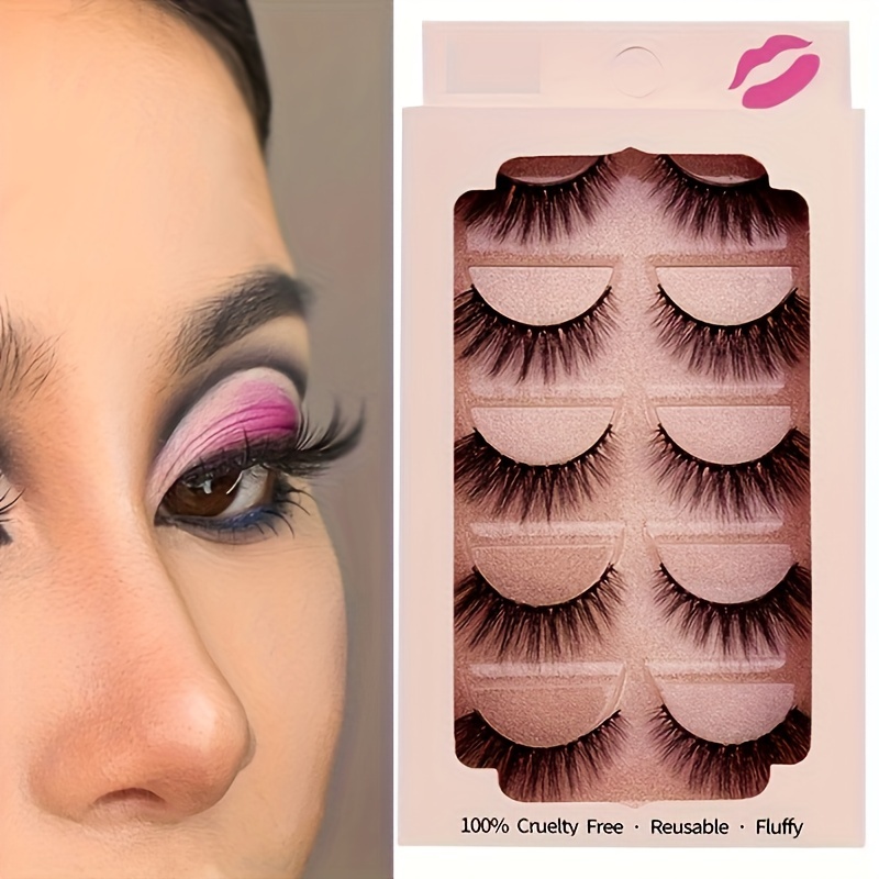 5 Pairs 3D Mink Lashes With Case Reusable Fluffy Thick False Eyelashes