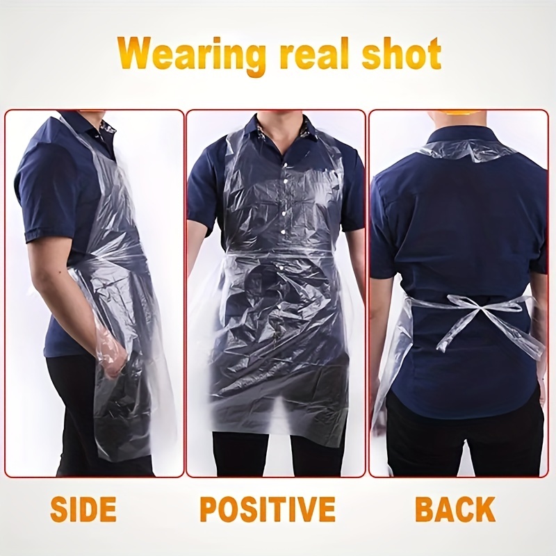 Clear Waterproof Disposable Aprons For Cooking, Serving, Painting