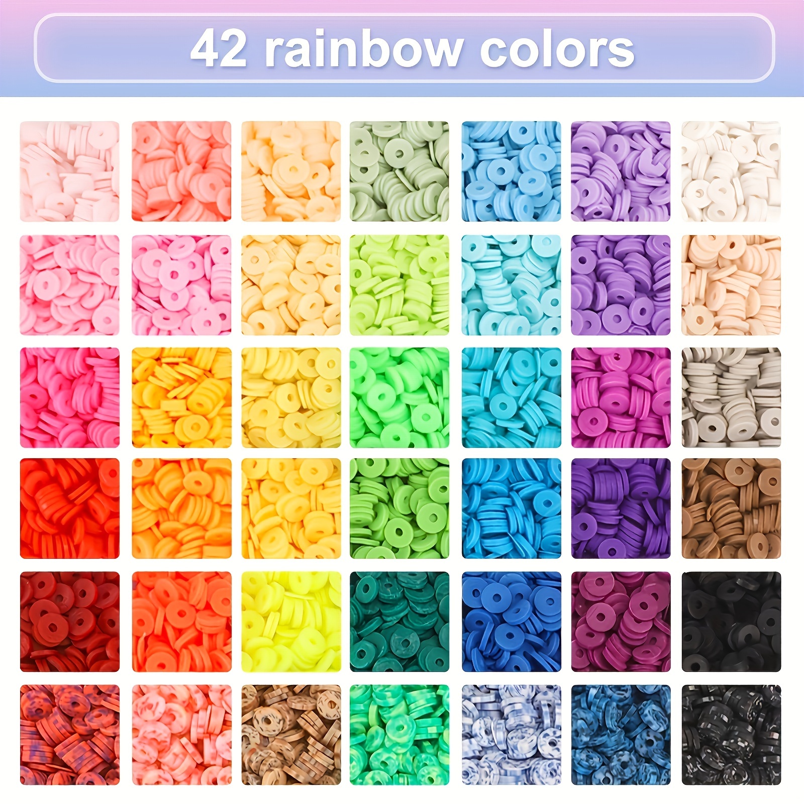 12000 PCS 42 Colors Polymer Clay Beads For Bracelets Making Kit