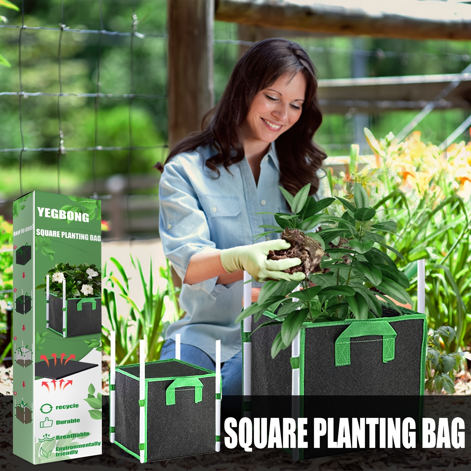 Planting Grow Bag Vegetable Strawberry Vertical Flower Herb Pouch Root  Breathable Round Reusable Pot Planter for Home Garden