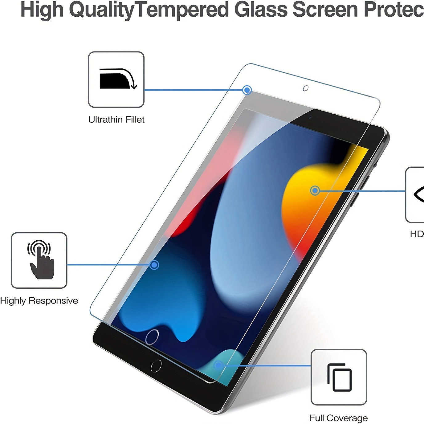 Protecteur d'écran compatible avec iPad (10,2 pouces, modèle 2021
