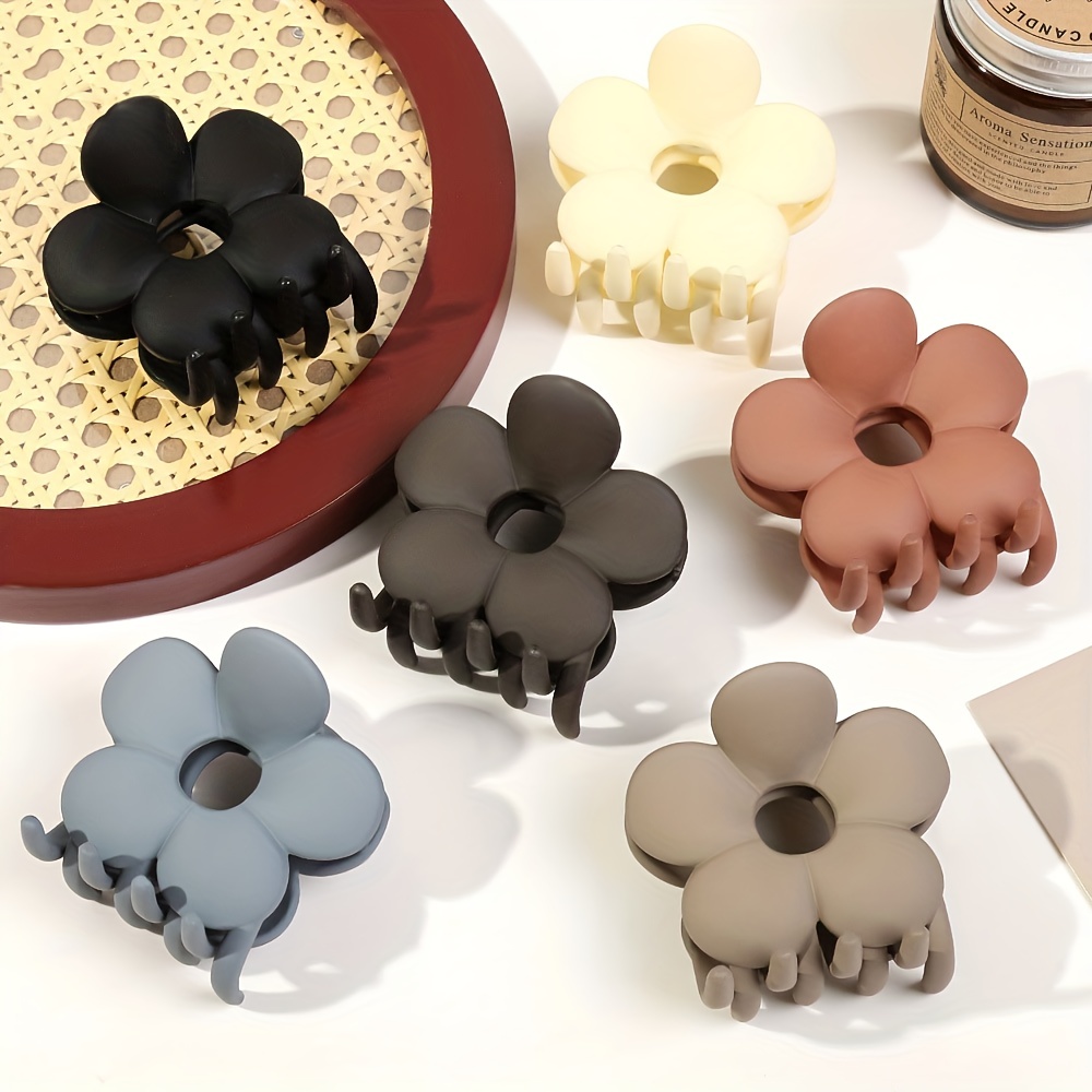 4PCS Flower Shape Hair Clips Hair Clip Solid Ponytail Hairpin Headwear